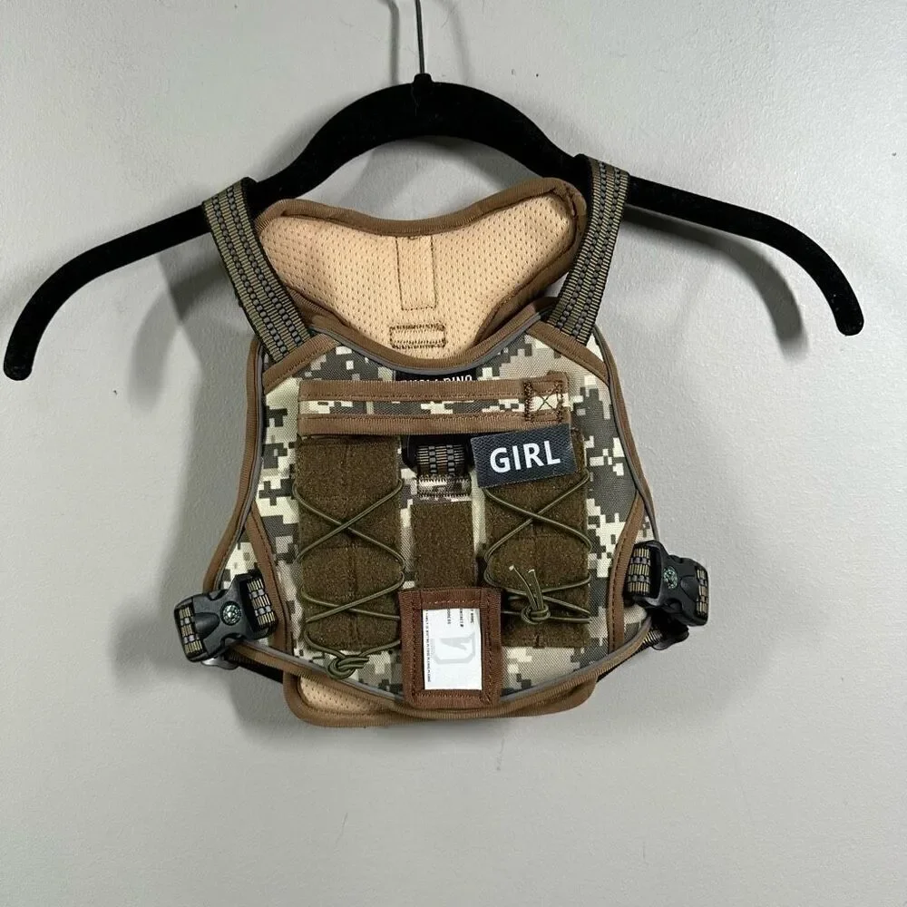 Tactical dog harness vest hiking camo print size medium